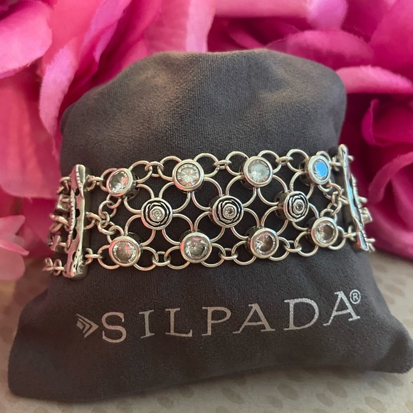 Silpada Cubic Zirconia Sterling Silver ‘CAVALIER’ Bracelet B2711 - Picture 1 of 17